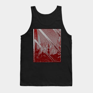 Cityscape through Window in Maroon and Silver Tank Top